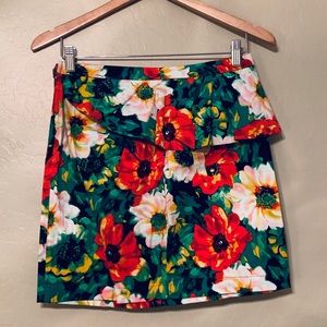 Summer Green, Red and White Floral Skirt